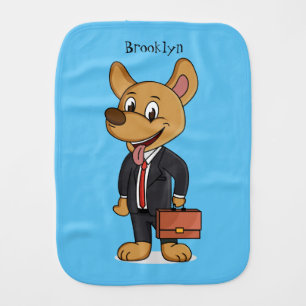 Funny dog wearing business suit cartoon baby burp cloth