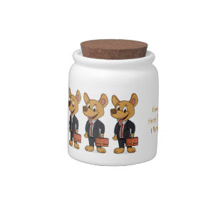 Funny dog wearing business suit cartoon candy jar