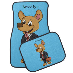 Funny dog wearing business suit cartoon  car floor mat
