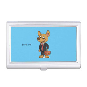 Funny dog wearing business suit cartoon card case
