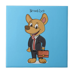 Funny dog wearing business suit cartoon ceramic tile