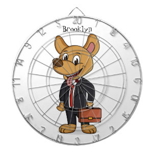 Funny dog wearing business suit cartoon dart board