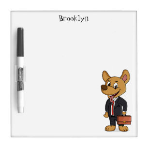 Funny dog wearing business suit cartoon dry erase board