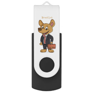 Funny dog wearing business suit cartoon flash drive