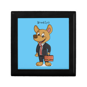 Funny dog wearing business suit cartoon  gift box