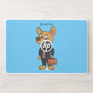 Funny dog wearing business suit cartoon HP laptop skin