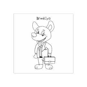 Funny dog wearing business suit cartoon rubber stamp