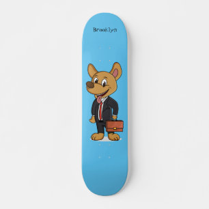 Funny dog wearing business suit cartoon  skateboard
