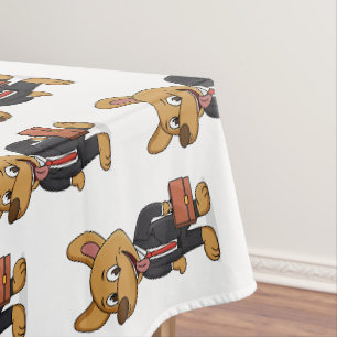 Funny dog wearing business suit cartoon  tablecloth