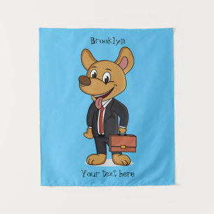 Funny dog wearing business suit cartoon tapestry