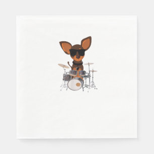 Funny Dog Wearing Sunglasses Playing Drums Drummer Napkins