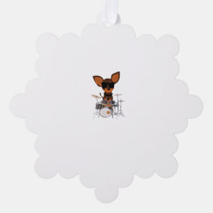 Funny Dog Wearing Sunglasses Playing Drums Drummer Ornament Card