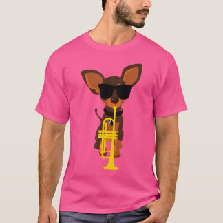 Funny Dog Wearing Sunglasses Playing Trumpet T-Shirt