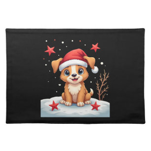 Funny Dog with Christmas Stars for Festive Season Cloth Placemat