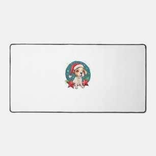 Funny Dog with Christmas Stars for Festive Season  Desk Mat