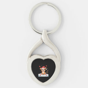 Funny Dog with Christmas Stars for Festive Season Keychain