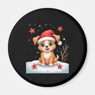 Funny Dog with Christmas Stars for Festive Season Magnet