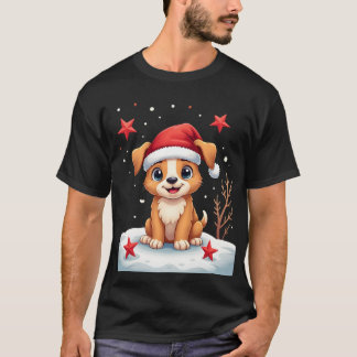 Funny Dog with Christmas Stars for Festive Season  T-Shirt