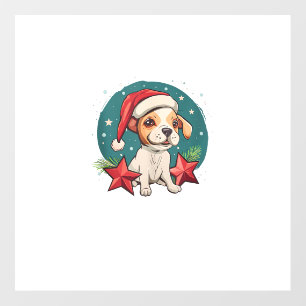 Funny Dog with Christmas Stars for Festive Season Wall Decal