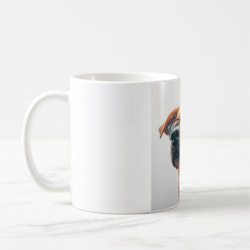 Funny Dog with Glasses Mug - Cute Smart Puppy Cera