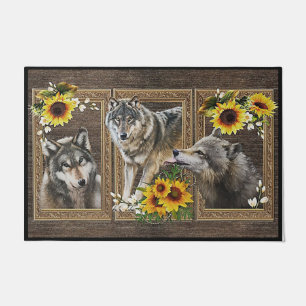 Funny Dog With Sunflower Rug, New Home  Doormat