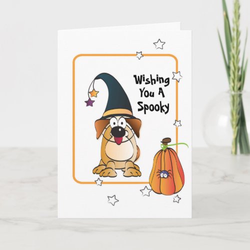 Funny Dog with Witchs Hat Halloween Card 