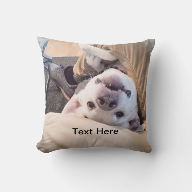 Funny Dog Won't Be Ignored Comical Photo Throw Pillow (Front)
