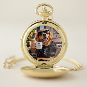 **Funny Dog Wooden Wall Clock – Goofy Dog Home Dec Pocket Watch