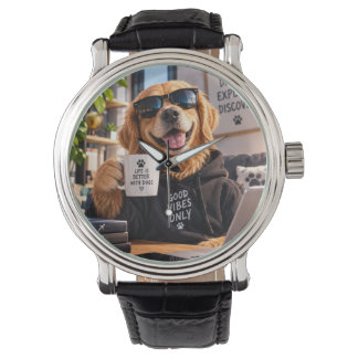 **Funny Dog Wooden Wall Clock – Goofy Dog Home Dec Watch