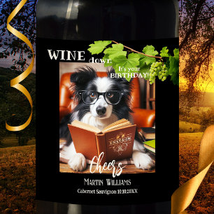 Funny Dog Workaholic Birthday Wine Label