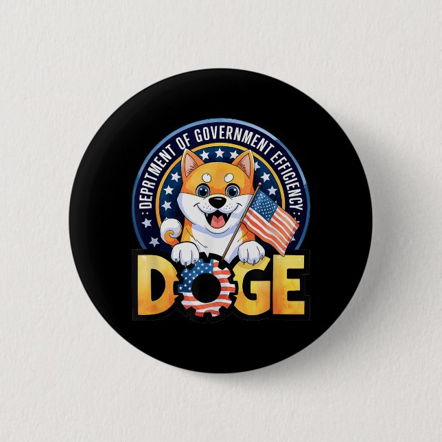 Funny Doge Crypto Meme Department Of Government Ef Button (Front)