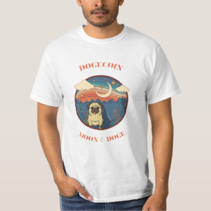 Funny Dogecoin dog sitting in space -Space Dog T-Shirt