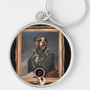 Funny Dogecoin dressed up dog painting Keychain