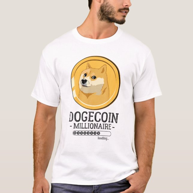Funny Dogecoin Millionaire HODL Doge Coin Crypto T-Shirt (Front)