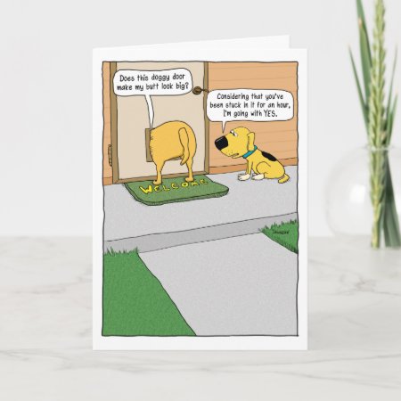 Funny Doggy Door Birthday Card