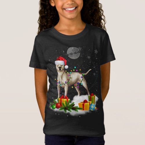 Funny Dogo Argentino Dog Christmas Lights Santa Ha T_Shirt