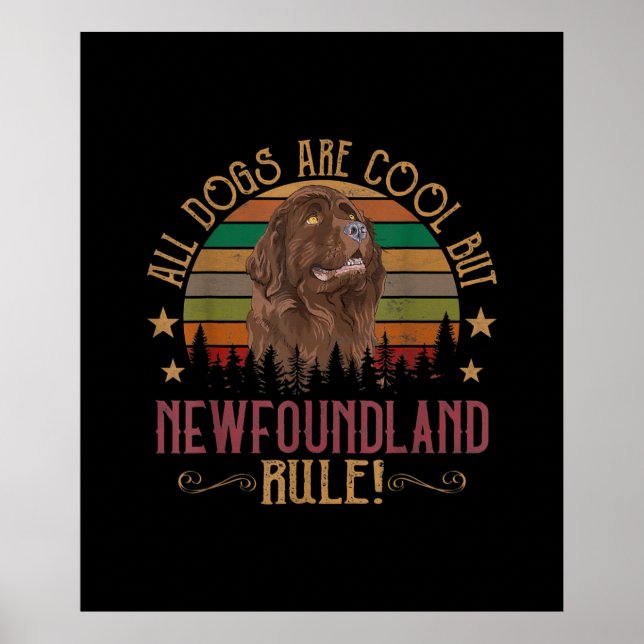 Funny Dogs Are Cool But Newfoundland Rule Poster (Front)