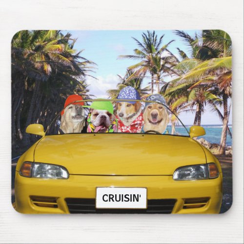 Funny Dogs Cruisin Mouse Pad