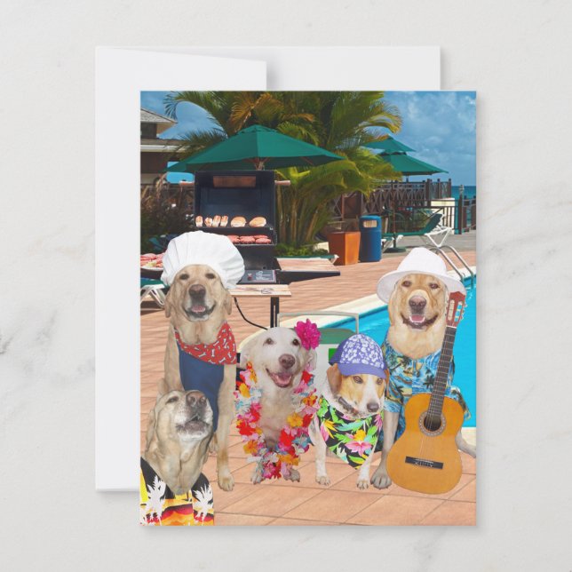 Funny Dogs Customizable Pool Party/BBQ Invitation (Front)