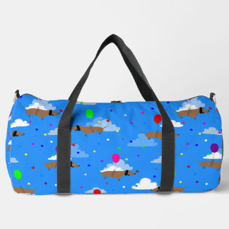 funny dogs dachshund balloons clouds duffle bag