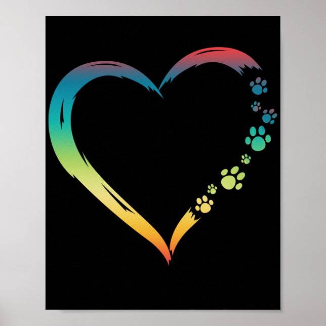 Funny Dogs Dogs Heart Paws  Mom Dad Poster (Front)