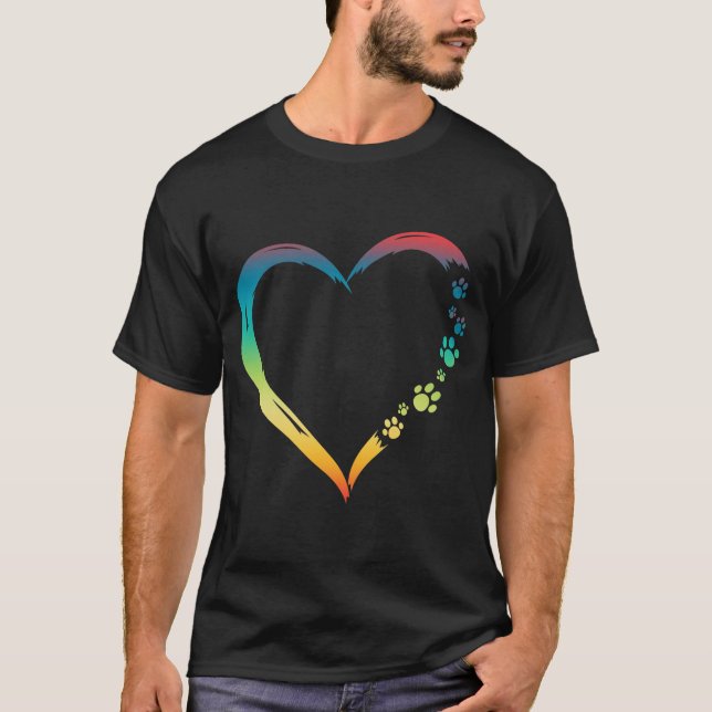 Funny Dogs Dogs Heart Paws Mom Dad  T-Shirt (Front)