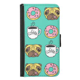 Funny dogs, donuts, coffee pattern. samsung galaxy s5 wallet case