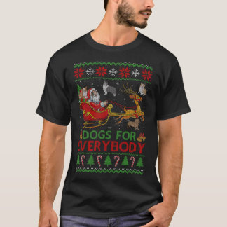 Funny Dogs For Everybody Santa Sleigh Ugly Christm T-Shirt