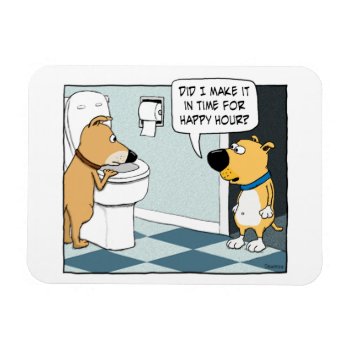 Funny Dogs Happy Hour At Toilet Bowl Magnet by chuckink at Zazzle