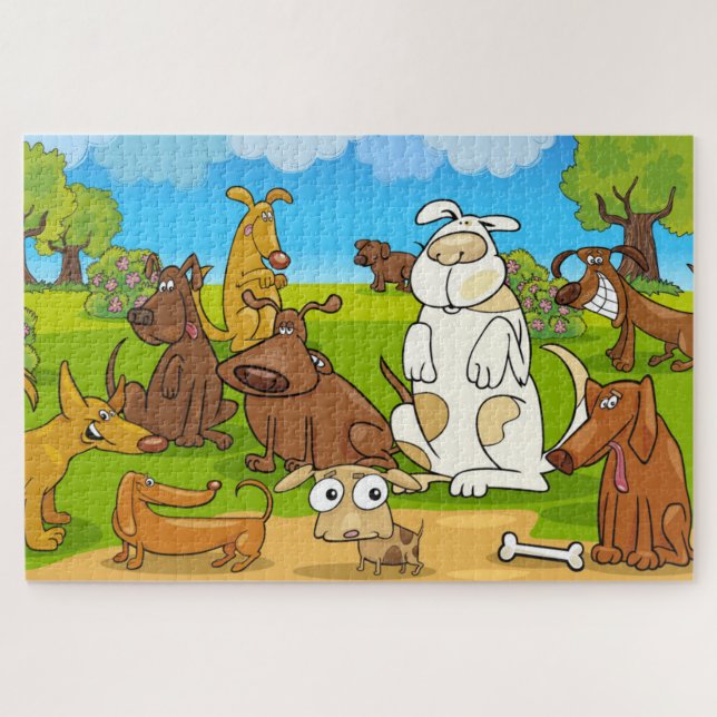 Funny Dogs in Park Puzzle (Horizontal)