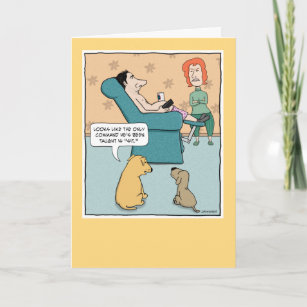 Funny Dogs Insult Sitting Guy Birthday Card