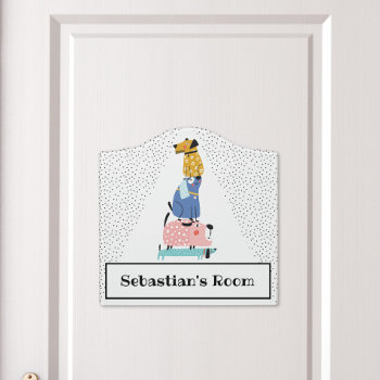 Funny Dogs Kids  Door Sign by sweetandpretty at Zazzle