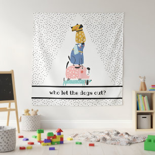 Funny Dogs Kids Tapestry