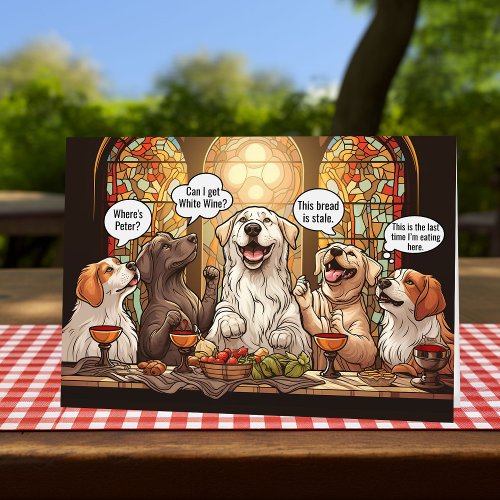 Funny Dogs Last Supper Easter Holiday Card